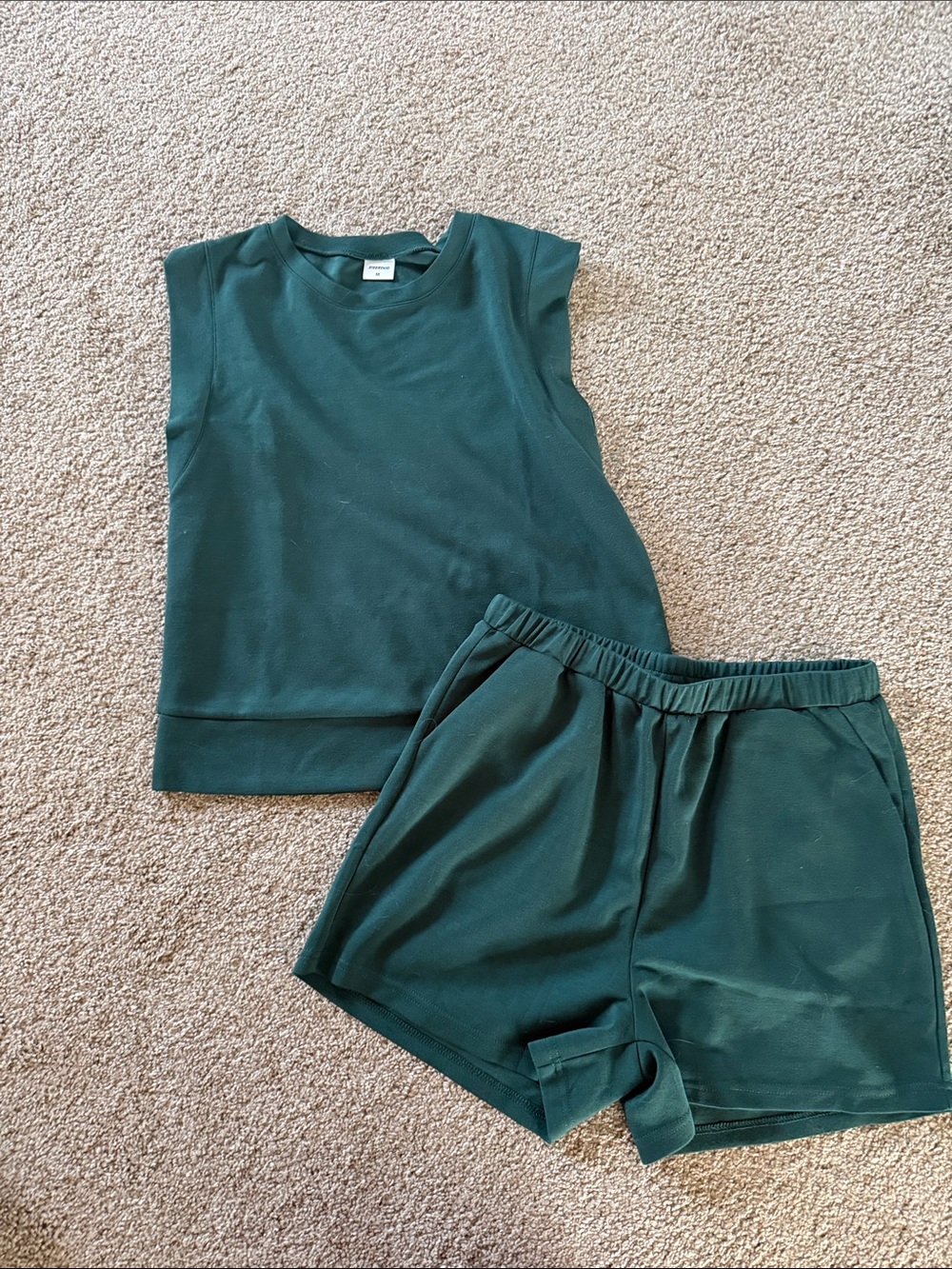 Women’s Green Two-Piece Pajama Set - Sleeveless Top & Shorts